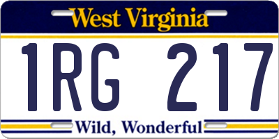 WV license plate 1RG217