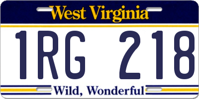 WV license plate 1RG218
