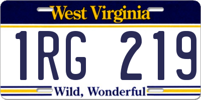 WV license plate 1RG219