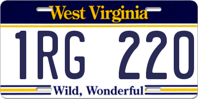 WV license plate 1RG220