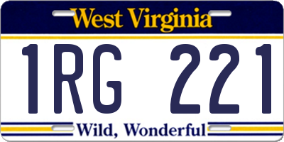 WV license plate 1RG221