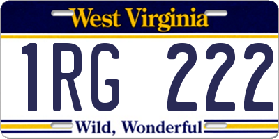 WV license plate 1RG222