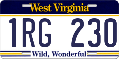 WV license plate 1RG230