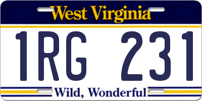WV license plate 1RG231