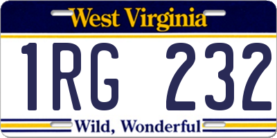 WV license plate 1RG232