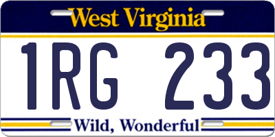 WV license plate 1RG233
