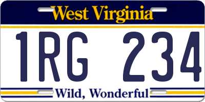 WV license plate 1RG234