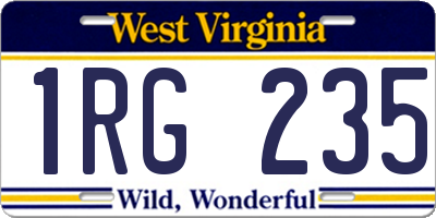 WV license plate 1RG235