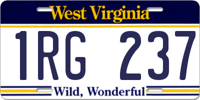 WV license plate 1RG237