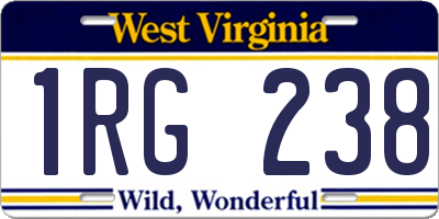 WV license plate 1RG238