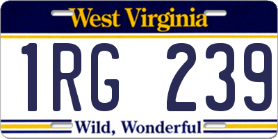 WV license plate 1RG239