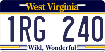 WV license plate 1RG240
