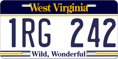 WV license plate 1RG242