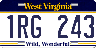 WV license plate 1RG243