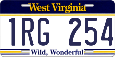 WV license plate 1RG254