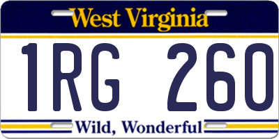 WV license plate 1RG260