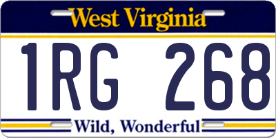 WV license plate 1RG268