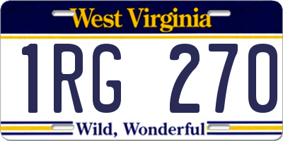 WV license plate 1RG270