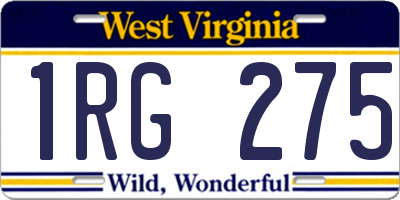 WV license plate 1RG275