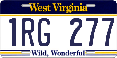 WV license plate 1RG277