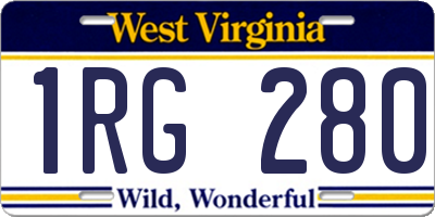 WV license plate 1RG280