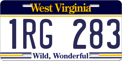 WV license plate 1RG283