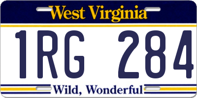 WV license plate 1RG284