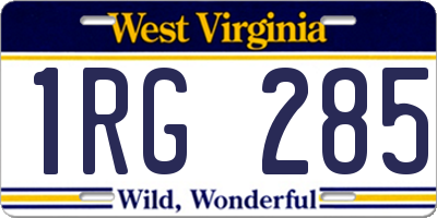 WV license plate 1RG285