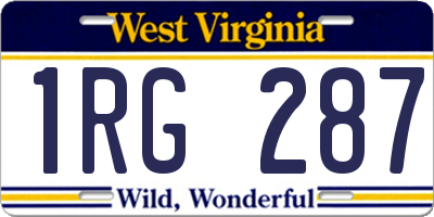 WV license plate 1RG287