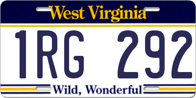 WV license plate 1RG292