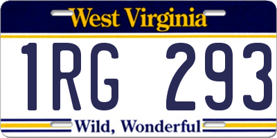 WV license plate 1RG293