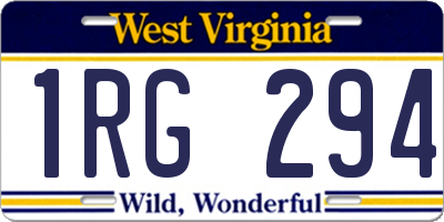 WV license plate 1RG294
