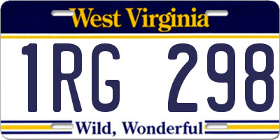WV license plate 1RG298