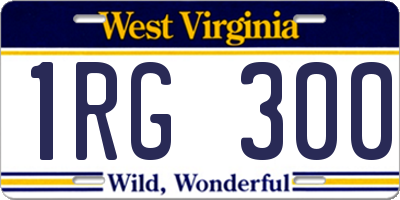 WV license plate 1RG300
