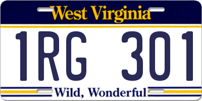 WV license plate 1RG301