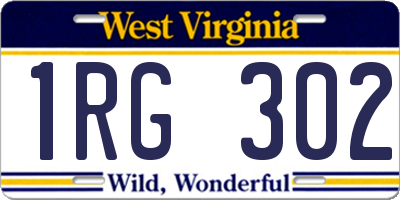 WV license plate 1RG302