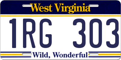 WV license plate 1RG303