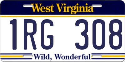 WV license plate 1RG308