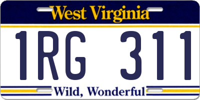 WV license plate 1RG311