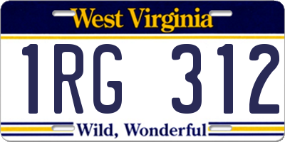 WV license plate 1RG312