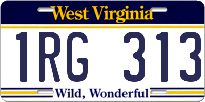 WV license plate 1RG313