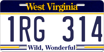 WV license plate 1RG314