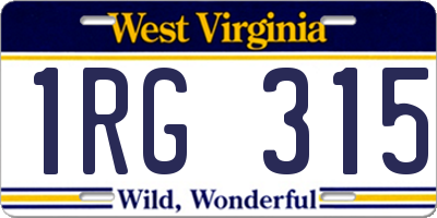 WV license plate 1RG315