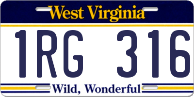 WV license plate 1RG316