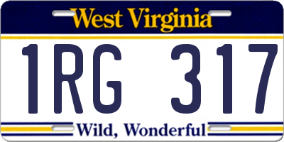 WV license plate 1RG317