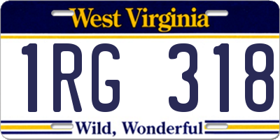 WV license plate 1RG318