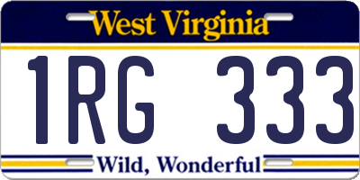 WV license plate 1RG333