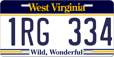 WV license plate 1RG334
