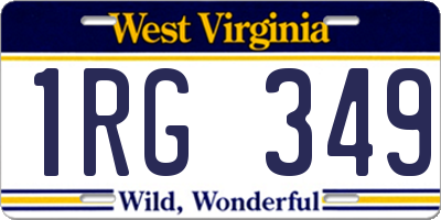 WV license plate 1RG349