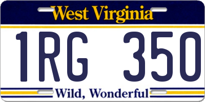 WV license plate 1RG350